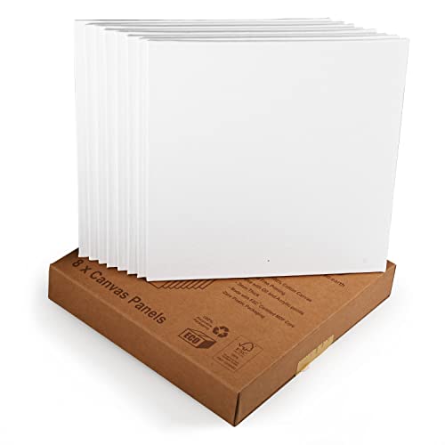 3mm FSC Canvas Panel 20 x 20cm, Pack of 8, 100% Plastic Free Packaging
