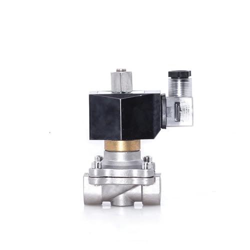 SASJQVMX Válvula Solenoide de acero inoxidable de 1/2 'válvula solenoide normalmente abierta impermeable con indicador de potencia LED 24V 12V 220V 110V(BSP_12VDC_VITON-SEAL)