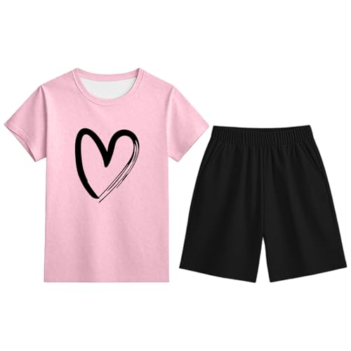 Ensemble 2 pièces fille décontracté haut manches courtes et short imprimé