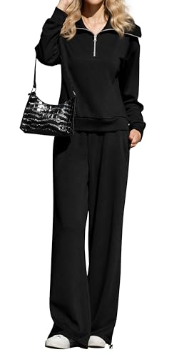 KFUBUO Women 2 Piece Fall Outfits Airport 2025 Wide Leg Pants Lapel...