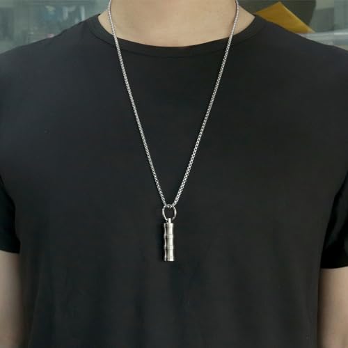 Haxtec Titanium Pill Fob Necklace Nitro Mini Waterproof Pill Holder Lightweight Survival Case Charming Pendant Titanium Necklace Fob (TC01-V2)