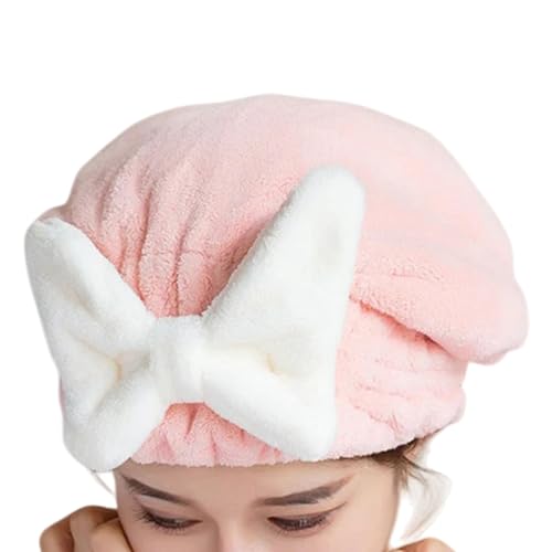 Genérico Toalla Pelo Niña, Gorro De Ducha con Bow para Mujeres, Toallas Superabsorbentes De Secado Rápido, Gorras De Secados De Pelo De Terciopelo Coral, Toalla De Secado Dulce para Niñas Y Mujeres