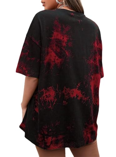 Image of Remidoo Women's Casual Oversized T Shirt Short Sleeve Graphic Tee Letter Tie Dye Shirts