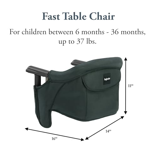 Image of Inglesina Fast Table Chair, Dark Green - Portable Baby High Chair - for Babies & Toddlers up to 37 lbs - Collapsible - Fits Tables 0.8'' to 3.5'' Thick - Compact & Easy to Use - Travel Bag Included