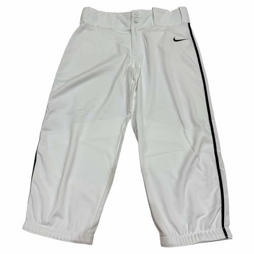 Nike Boys Youth 3/4 Vented Baseball Softball Pants White with Black Piping #AQ7979-106 - Size Boys Youth XL