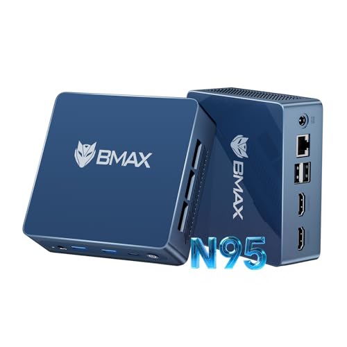 BMAX B4Plus Mini PC W-11 Pro, Intel Alder Lake-N95(jusqu'à 3,4 GHz), 12Go LPDDR5 512Go SSD Mini Ordinateur de Bureau, Double WiFi, HDMI, DP, Type-C, Triple...