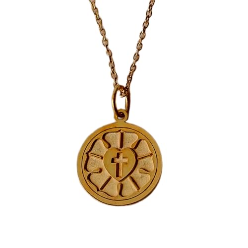 Pendentif Luther Rose gravé LKBEADS en argent doré, le cadeau unisexe idéal