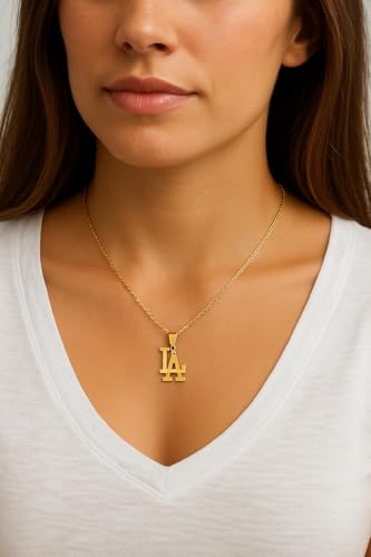 Los Angeles Necklace Stainless Steel Pendant Necklace Silver LA Link Chain L.A Pendant High Polished Finish Gift Idea2