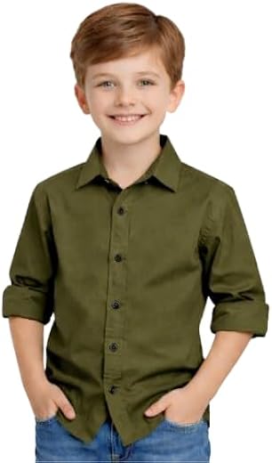 YYQ Cotton Blend Shirt for Boys | Spread Collar, Long Sleeve Soft Fabric | Casual Wear