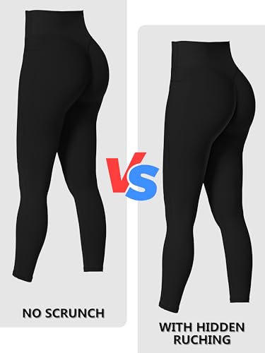 Sunzfly Invisible Butt Scrunch Workout Leggings with Pockets for Women, No Front Seam Gym Yoga Pants with Tummy Control3