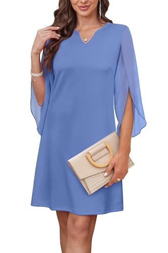 RUMIA Wedding Guest Dresses for Women Chiffon Sleeve Cocktail Dress