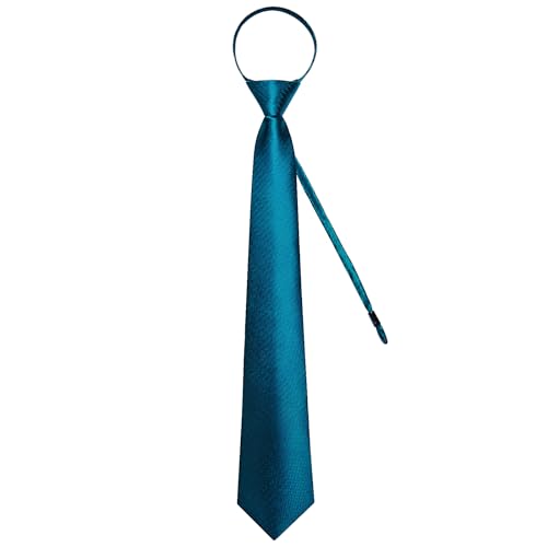Image of DiBanGu Silk Zipper Ties for Men,Paisley Solid Plaid Pre-tied Tie and Pocket Square Cufflinks Set Formal Adjustable Necktie
