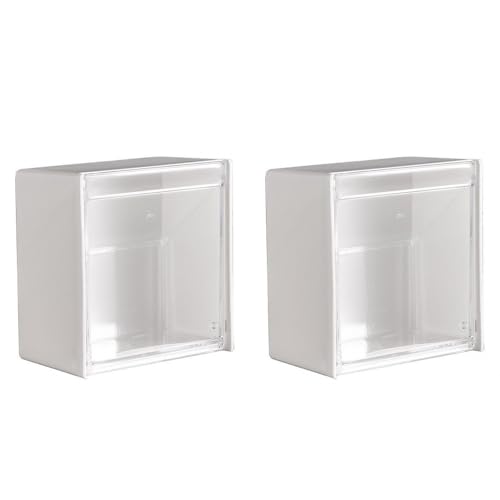 Gifthub 2Pcs Plastic White Cotton Pads Holder Dispenser, No Drilling Wall Mounted, Multipurpose Storage Box for Bathroom & Kitchen