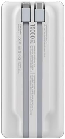 Resim BUFF LABS BP17 22.5W 10.000Mah LCD Ekran Dahili Kablolu Taşınabilir Powerbank (Beyaz) 