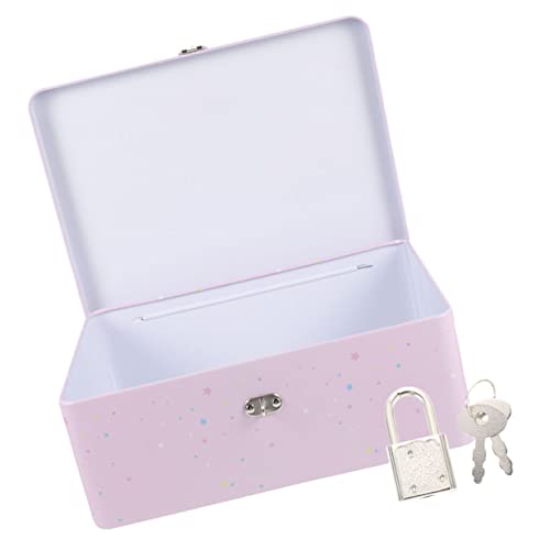 Toyvian Caja Metálica con Cerradura y Llave Caja de Almacenamiento Vintage para Joyas y Recuerdos Organizador de Escritorio con Tapa Práctica y Compacta para Guardar Pequeños Objetos