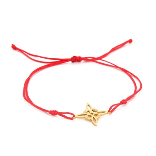 Image of Creative Witches Celtic Knot Bracelet Stainless Steel Hollow Out Witchcraft Handmade Braided Wax Cords Couple Friendship Bracelet