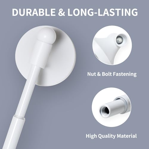 Heavy Duty Magnetic Curtain Rods for Metal Door (16-28\" Pack 2 White) Magnetic Cafe Curtain Rod with Strong Magnet & Suction-Cup (Patent Pending)