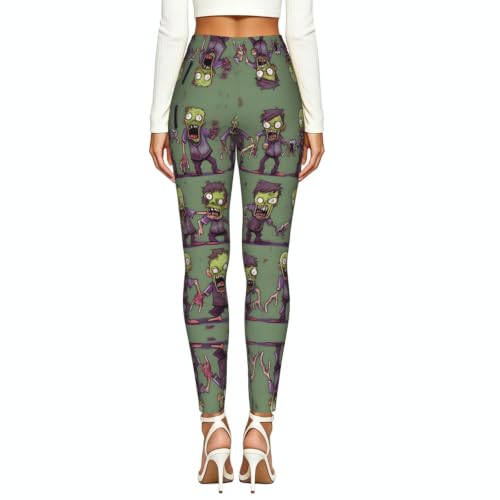 Leggings con estampado de zombi para mujer mallas cómodas que no se bajan en el gimnasio 3