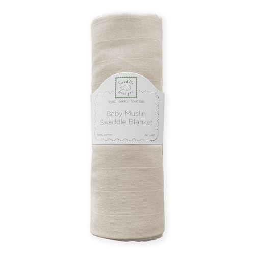 Image of SwaddleDesigns Cotton Muslin Swaddle Blanket, Receiving Blanket for Baby Boys & Girls, Best Registry Gift, 46x46 inches, Oatmeal