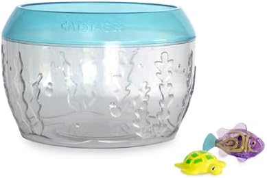 Catstages Meow-smerizing Fish Bowl Cat Toy with Two Water Toys, Electronic Swimming Fish and Floating Turtle Toy Included, Blue