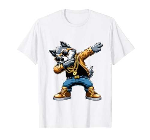 Dabbing Wolf Dab Dance - Lobo divertido para niños y niñas Camiseta