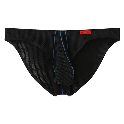 Ctreela Micro Mesh Bikini Briefs for Men Sexy Low Rise Breathable Dual Pouch Underwear Comfort Underpants for Sports Daily Black