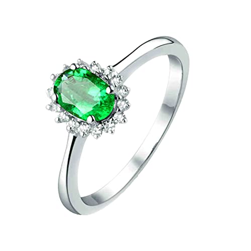 Alianza de boda de oro blanco de 18 quilates, esmeralda creada, anillo de compromiso personalizado con moissanita/circonita, anillos para mujer, anillos de plata de ley 925 para mujer, anillos