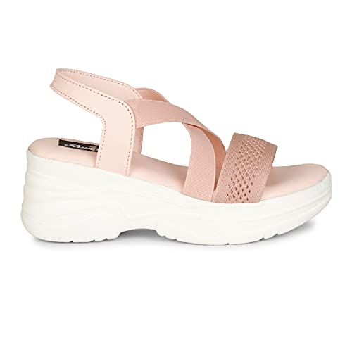 Image of Stylish Girl's High Heel Criss Cross Chunky Sole Casual Fashion Wedges Sandal For Women /Girls Ankle Strep Sandal