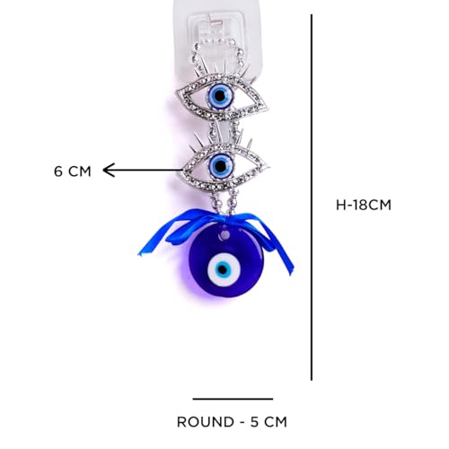 Image of Evil Eye Hanging with Two Eyes for Positive Energy & Protection | Aesthetic Home Decor & Nazar Battu for Home Entrance | Car Dashboard Decoration