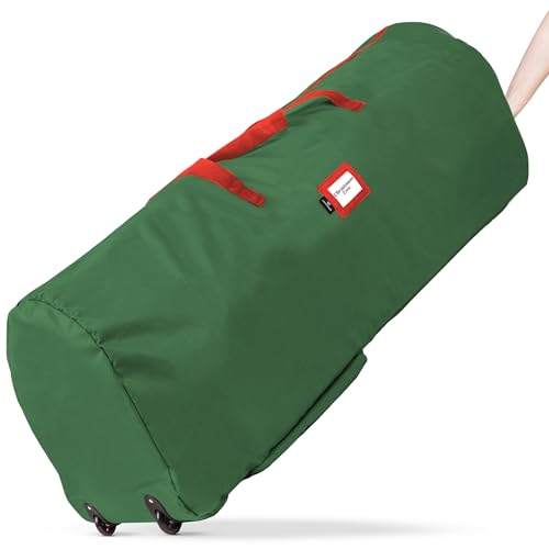 Handy Laundry Rolling Tree Storage Bag - For 7.5-Foot Artificial Christmas Holiday Tree, Zippered Bag, Carry Handles and Wheels for Easy Transport, Protects Against Dust, Insects, and Moisture (Green)
