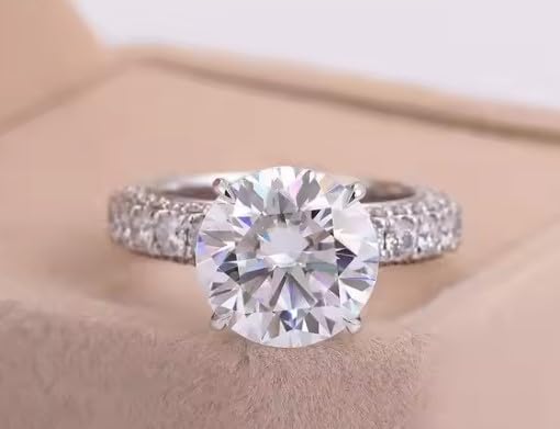 4 Cts Round Cut Diamond engagement ring,14 Kt Gold plated wedding Gift,full internity diamond ring,Round cut engagement ring,GIfted For Her.size 3-124