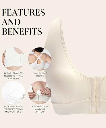 AnaOno Post-Surgical Pocketed Recovery Mastectomy Bra - Soft Compression Bra with Breast Pad Inserts2
