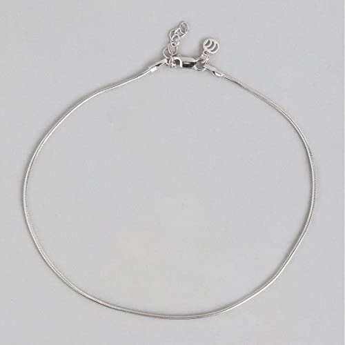 ZAVYA 925 Sterling Silver Designer Sleek Rhodium Plated Adjustable Chain Anklet (Single) for Women | Stylish Silver Jewellery | Gift for Women & Girls | With Certificate of... - Image 4