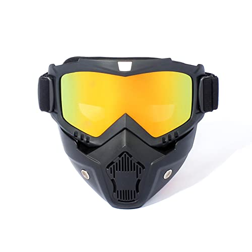 Riloer UV protección esquí bicicleta casco abierto máscara moto con gafas desmontable para motocross