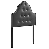 Modway Sovereign Tufted Button Faux Leather Upholstered Twin Headboard in Black
