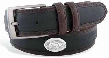 UAR-BBLPS-BLK-34 Arkansas Concho Two Tone Leather Belt44; 34 Waist