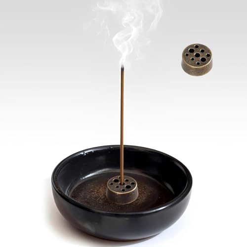 Image of Incense Holder,Incense Burner, Ceramic Incense Holder for Sticks Cones,Round Incense Bowl & Ceramic Incense Plate,Ash Catcher for Palo Santo Sage Tealight Candle,Home Meditation Zen Decor
