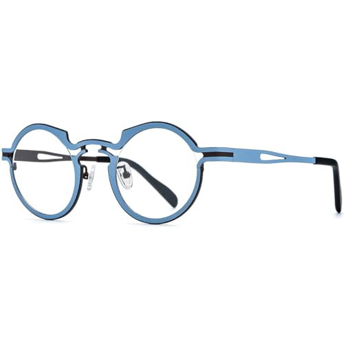 Image of FONEX Colorful Pure Titanium Glasses Frame Women Retro Round Eyeglasses