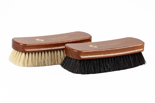Langer & Messmer Brosse à Chaussures en CRIN de Cheval Fin pour Le Cirage Efficace de Vos Chaussures - La Brosse à reluire pour l'entretien Professionnel des...