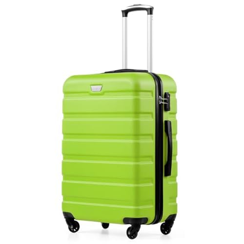 COOLIFE 28 Inch Large Suitcase ABS+PC Hardshell Lightweight Durable with 360°Rubber Spinner Wheels YKK Zipper Telescopic Handle TSA Lock for Hold Luggage Suitcase 93L Apple Green