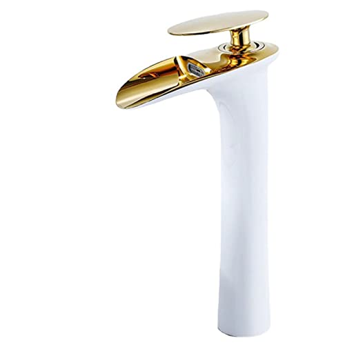 Robinet de cascade évier en laiton massif blanc design épuré chic