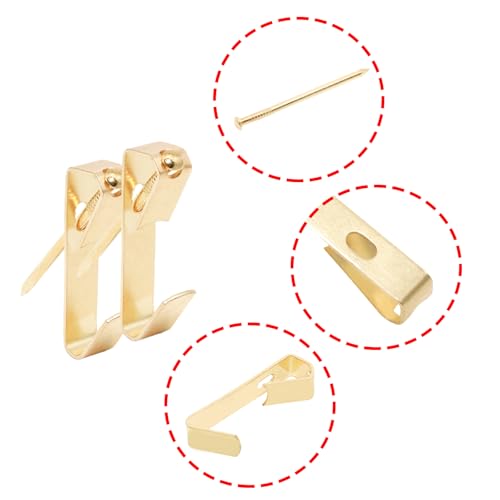 Image of 30 Pack 100LB Heavy Duty Picture Hangers with Nails，Frame Hooks Picture Hangers，Wooden Wall Painting Hangers Hooks and Nails for Mirror, Photo,Clock（Gold）