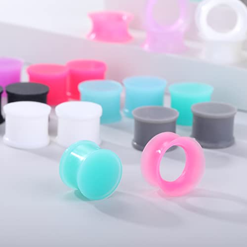 Juway Oveta Ear Gauges for Ear Silicone Ear Plugs Soft Flexible Silicone Gauge Saddle Silicone Ear Plugs and Tunnels 6mm-20mm(16 Pairs)3