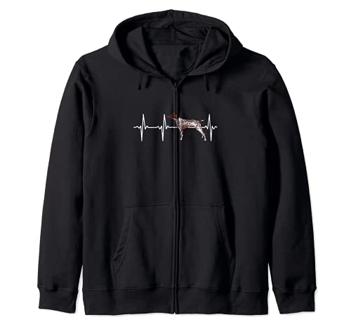 German Shorthaired Pointer Heartbeat Love My Dog Zip Hoodie, Black