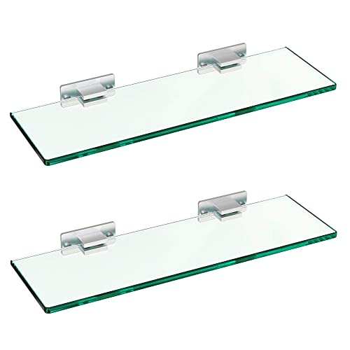 SAYAYO Estanteria Pared 30cm Vidrio Estantes Baño 2 Pieza Baldas Flotantes Pared Repisas Estantes De Almacenamiento Para Salon, Dormitorio, Baño