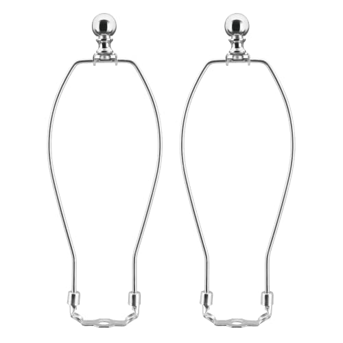 Image of Aspen Creative 20020-22, 9 inch Height Complete Lamp Harp Set - Includes Solid Steel Bumped Cylinder Finial /Saddle and 9 inch Harp in Satin Nickel Finish 2 Pack