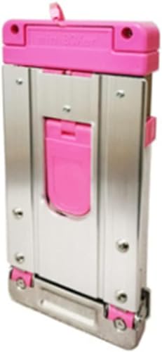 ミニポータブルステンレスハンドトロリー、キャリーカート 折りたたみ台車 耐荷重50KG 軽量 静音 小型 コンパクト 手押し台車 伸縮荷台 固定ロープ付き 買い物 旅行 防災 (ピンク)