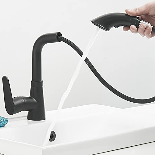 Robinet de salle de bain extractible noir mitigeur monocommande eau chaude froide