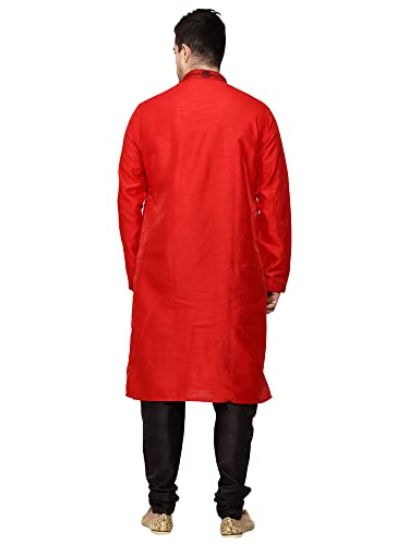 Image of ITOS365 Men's Tunic Art Silk Kurta Pajama and Scarf Suit Set Indian Clothing Wedding Party Dress Gifts Items