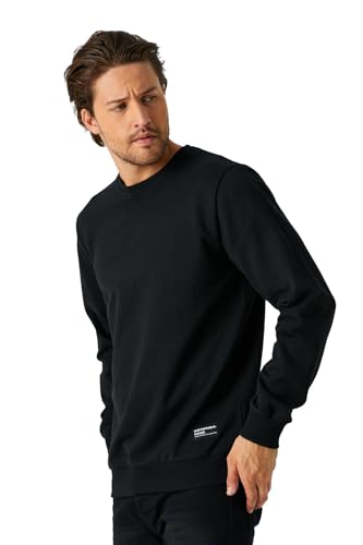 COMEOR Sweatshirt Herren Pullover Ohne Kapuze (Schwarz 2XL)